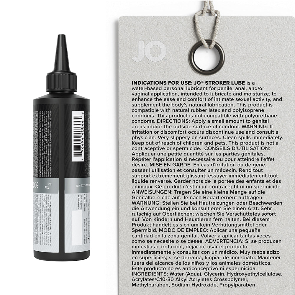 JO Stroker Lubricant 8 oz – Thick Water-Based Formula for Strokers and Toys
