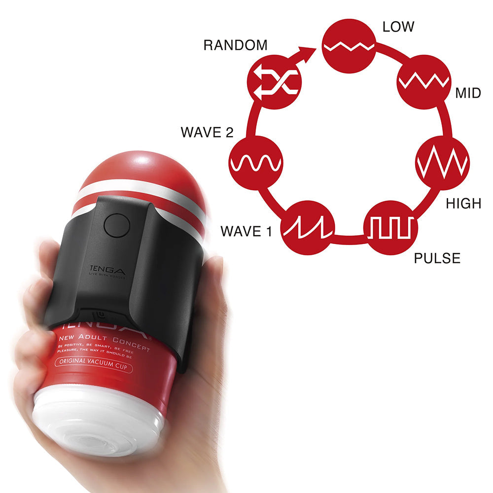 Tenga Cup Vibrator – 7 Vibration Modes – Black/Red