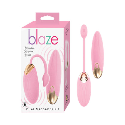 Nasstoys Blaze Dual Massager Kit – Pink – 7 Vibration Functions, USB Rechargeable