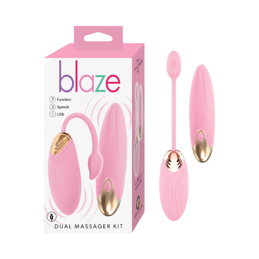 Nasstoys Blaze Dual Massager Kit – Pink – 7 Vibration Functions, USB Rechargeable