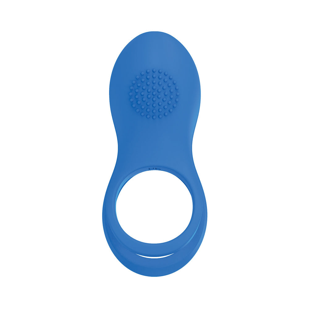Nasstoys Gold Glam Cock Ring – Blue – Dual Ring Design with 10 Vibrating Functions