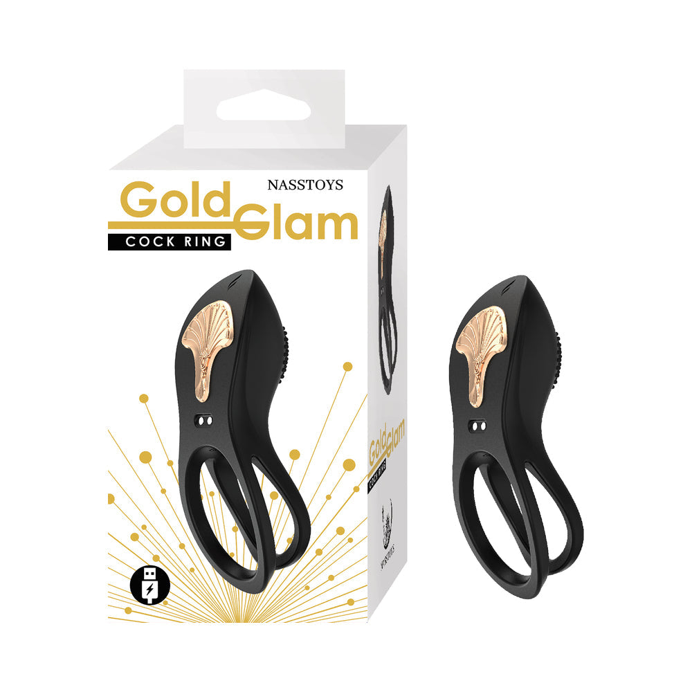 Nasstoys Gold Glam Cock Ring – Black – 10 Vibrating Functions