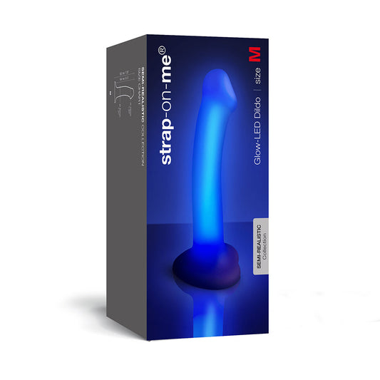 Strap-On-Me Glow-LED Dildo – Semi-Realistic Design – Blue