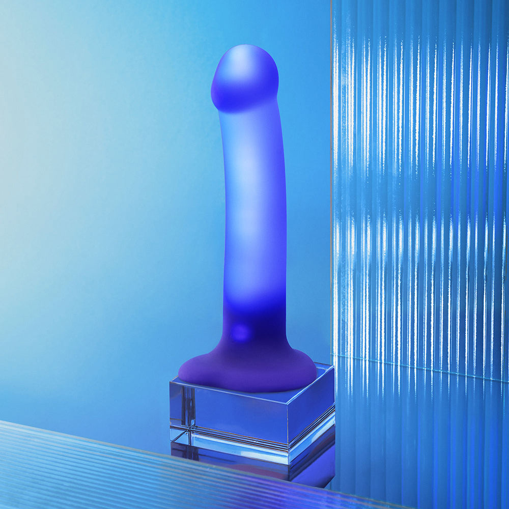 Strap-On-Me Glow-LED Dildo – Semi-Realistic Design – Blue