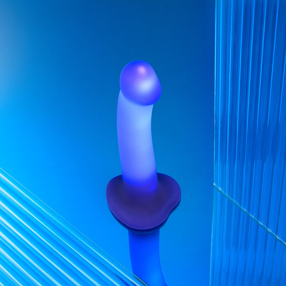 Strap-On-Me Glow-LED Dildo – Semi-Realistic Design – Blue