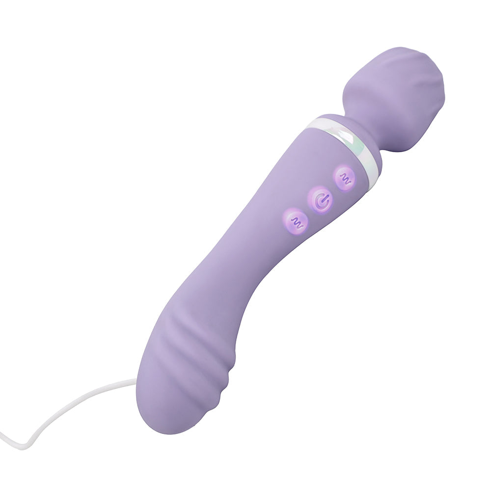 Adam & Eve Wand & Done Silicone Rechargeable Wand with Dual Sensations - Light Purple