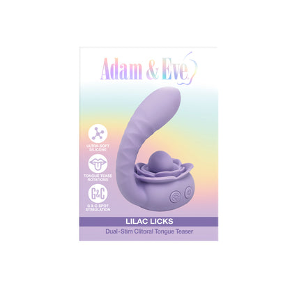 Adam & Eve Lilac Licks Silicone Dual Stimulation Device with 10 Vibration Modes - Light Purple
