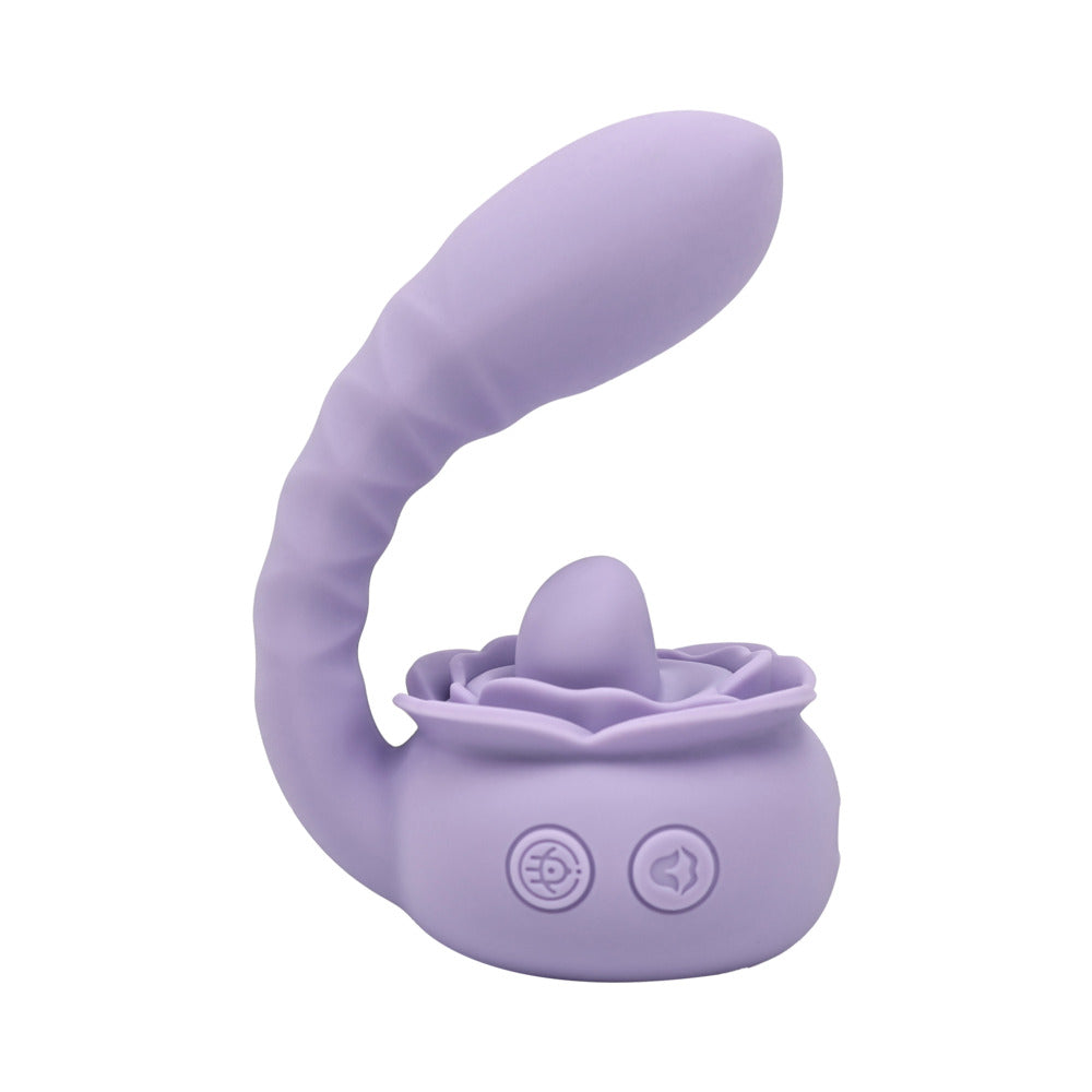 Adam & Eve Lilac Licks Silicone Dual Stimulation Device with 10 Vibration Modes - Light Purple