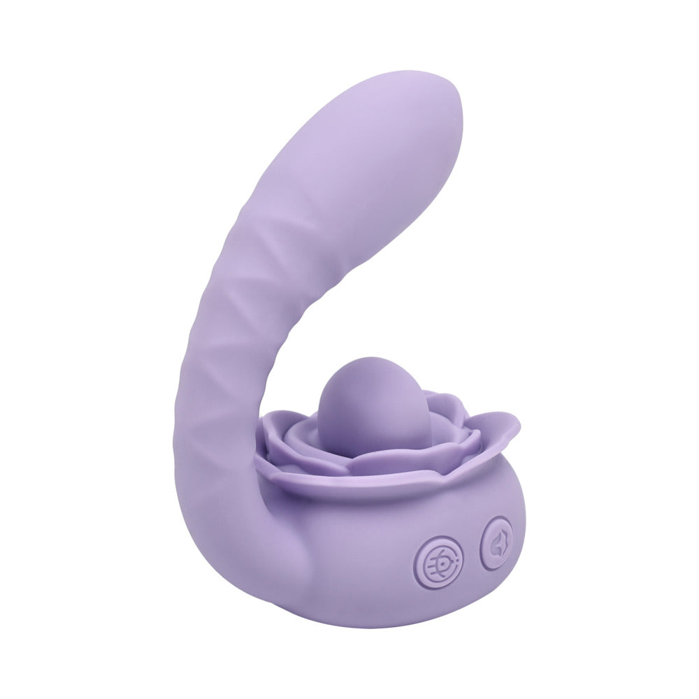 Adam & Eve Lilac Licks Silicone Dual Stimulation Device with 10 Vibration Modes - Light Purple