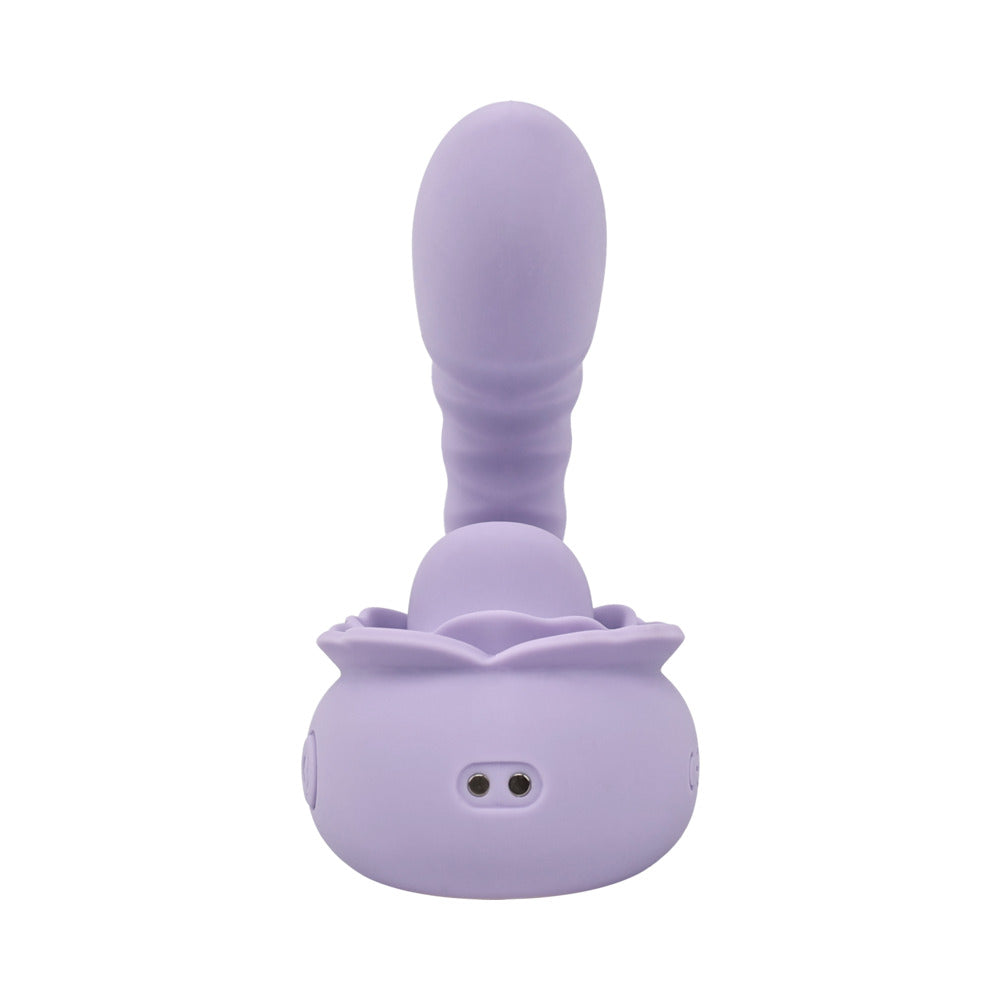 Adam & Eve Lilac Licks Silicone Dual Stimulation Device with 10 Vibration Modes - Light Purple