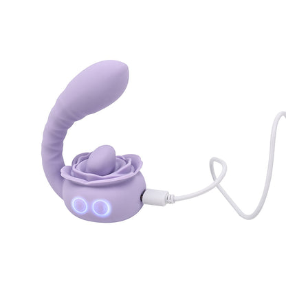Adam & Eve Lilac Licks Silicone Dual Stimulation Device with 10 Vibration Modes - Light Purple