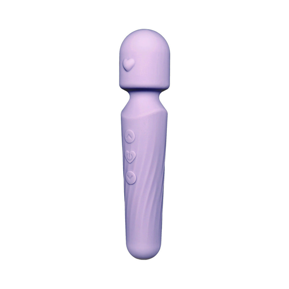 Adam & Eve Lilac Love Wand – Silicone Massager with 10 Vibration Modes – Light Purple