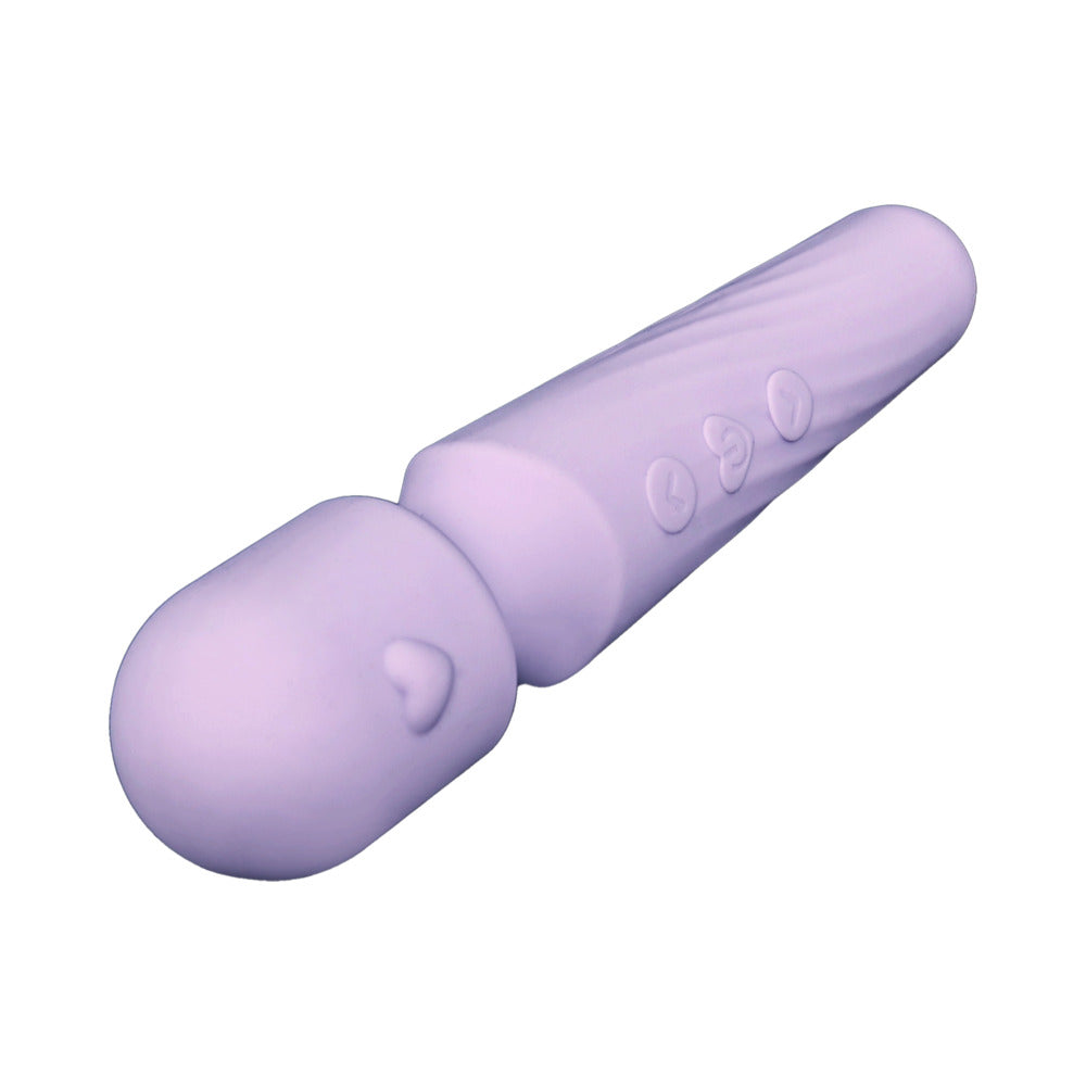 Adam & Eve Lilac Love Wand – Silicone Massager with 10 Vibration Modes – Light Purple