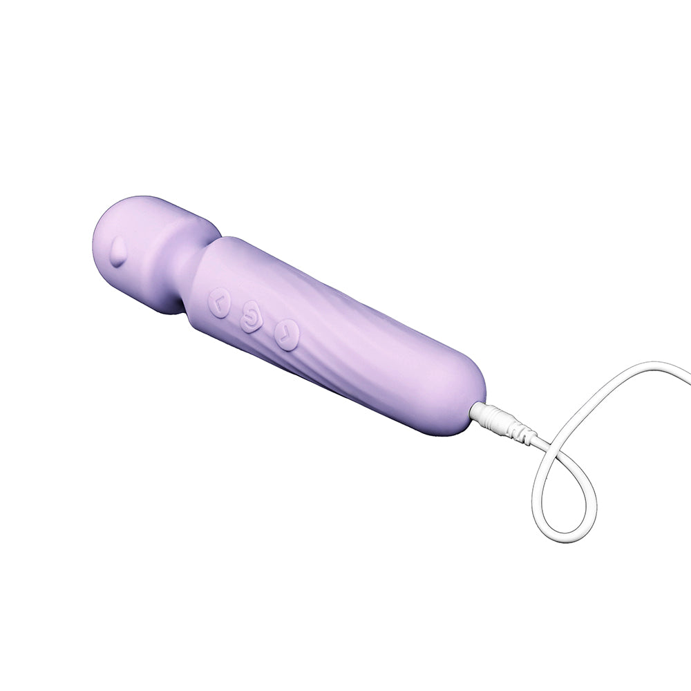 Adam & Eve Lilac Love Wand – Silicone Massager with 10 Vibration Modes – Light Purple