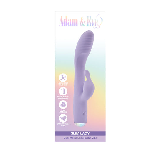Adam & Eve Slim Lady Rabbit – Light Purple Silicone Vibrator with Dual Motors