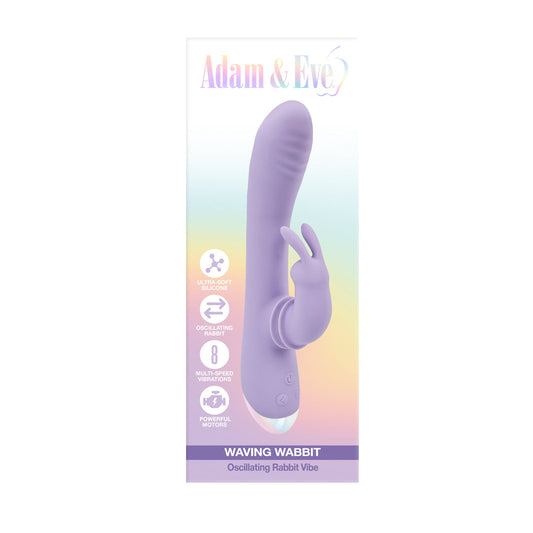 Adam & Eve Waving Wabbit – Silicone Vibrator with Oscillating Features – Light Purple