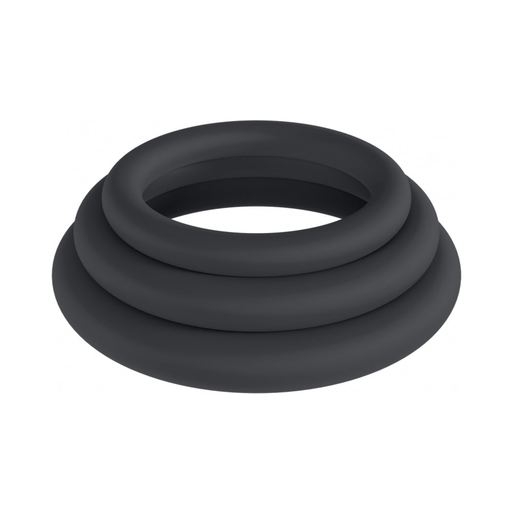 LEVELZ Classic Silicone Cock Ring Set of 3 – Black – L/XL/XXL