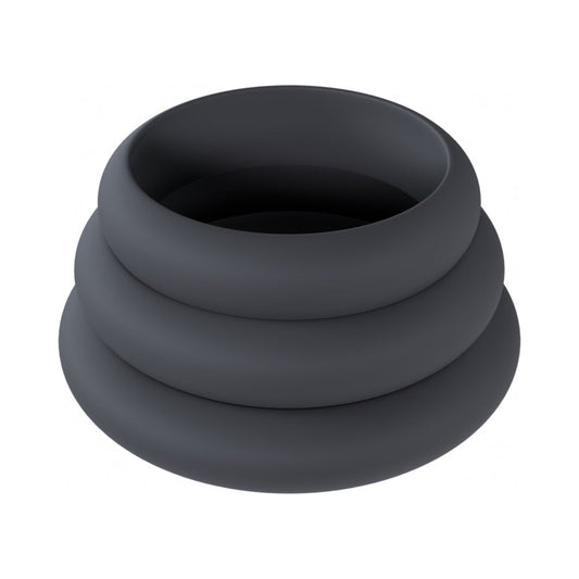 LEVELZ Wide O Silicone Cock Ring Set of 3 - Black - Customizable Fit