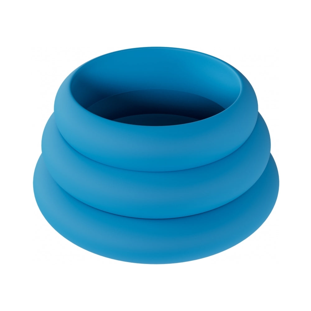 LEVELZ Wide O Silicone Cock Ring Set – Teal – Set of 3 (42mm/50mm/55mm)