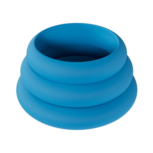 LEVELZ Wide O Silicone Cock Ring Set – Teal – Set of 3 (42mm/50mm/55mm)