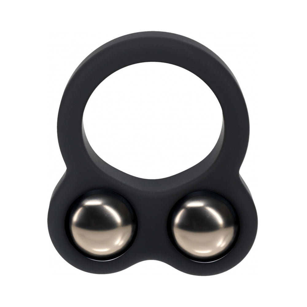LEVELZ Double Weighted Ball Cock Ring – Black