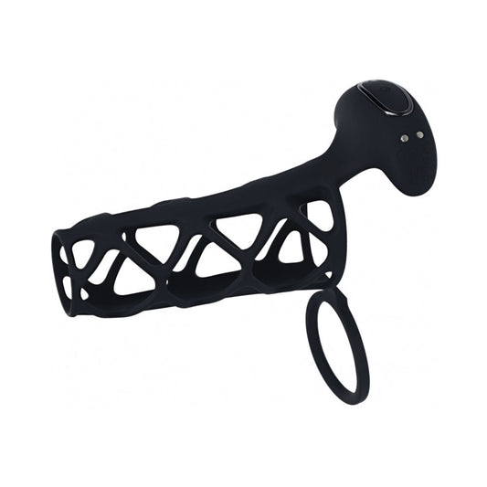 LEVELZ Vibrating Silicone Cock Sleeve & Ball Ring – Black