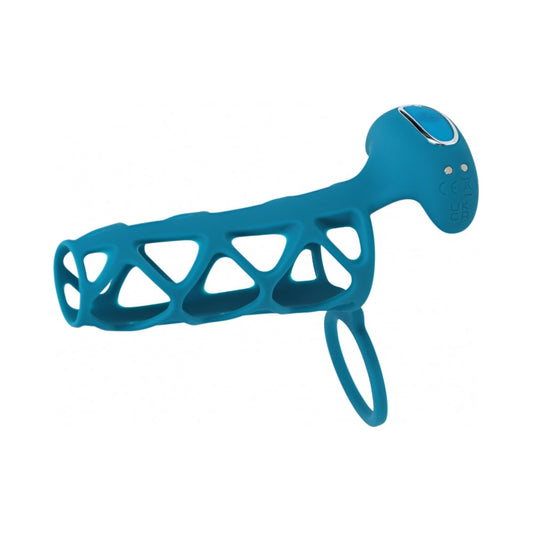 LEVELZ Vibrating Cage Silicone Cock Sleeve & Ball Ring - Teal
