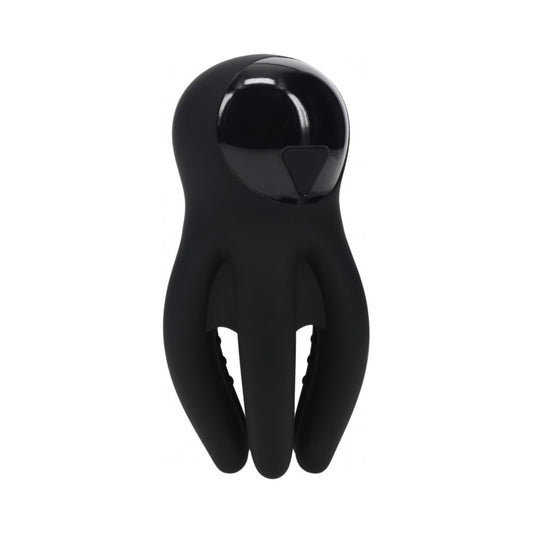 LEVELZ Digital Vibrating Silicone Penis Head Stimulator with Tentacles – Black