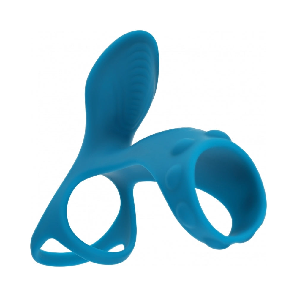 LEVELZ Vibrating Silicone Cock & Ball Ring with Shaft Loop - Teal