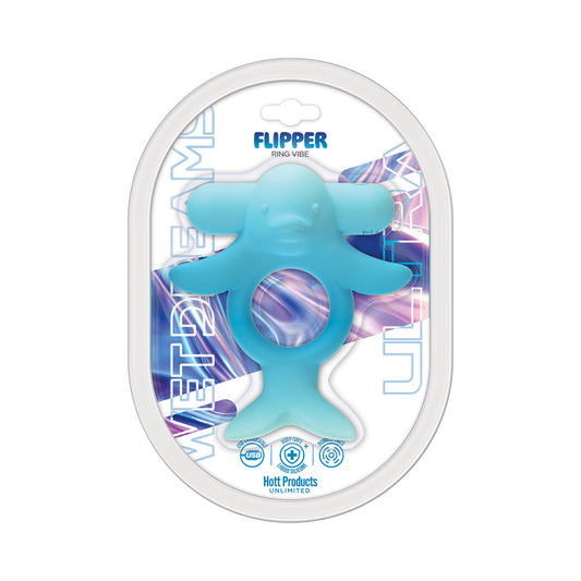 Wet Dreams Dolphin Cockring with Bullet Vibe – Blue
