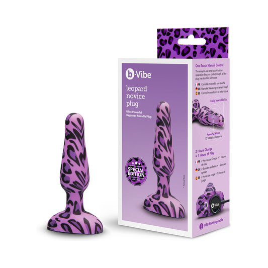 b-Vibe Novice Leopard Vibrating Butt Plug with Remote Control – Animal Print