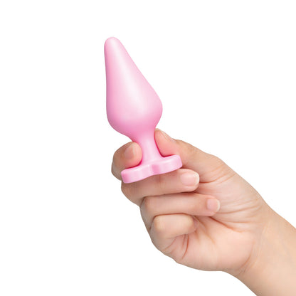 b-Vibe Butties b-Mine Silicone Butt Plug – Light Pink, Tapered Design for Gentle Insertion