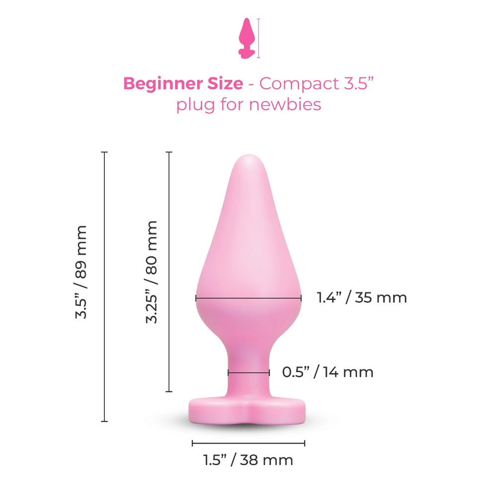 b-Vibe Butties b-Mine Silicone Butt Plug – Light Pink, Tapered Design for Gentle Insertion