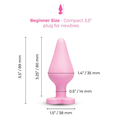 b-Vibe Butties b-Mine Silicone Butt Plug – Light Pink, Tapered Design for Gentle Insertion