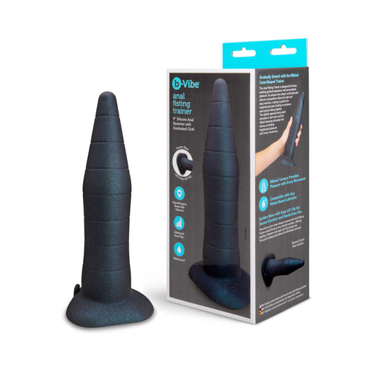 b-Vibe Anal Fisting Trainer with Suction Base – Blue