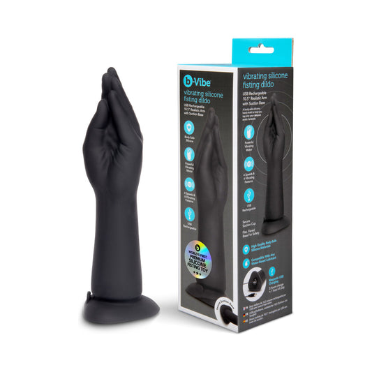 b-Vibe 10.5 Inch Vibrating Silicone Fisting Dildo with Suction Base - Black
