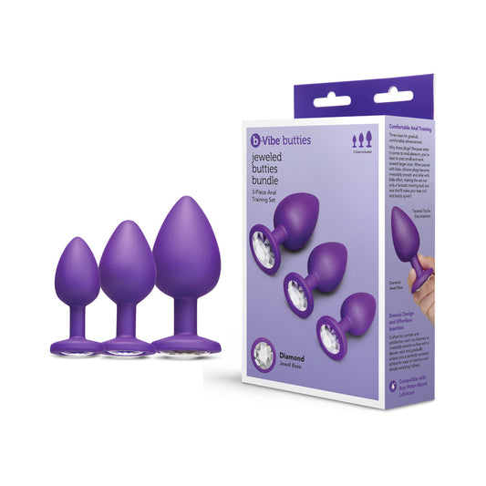 b-Vibe Jeweled Butties Bundle Anal Training Set – Purple