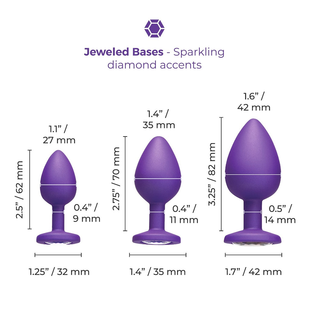 b-Vibe Jeweled Butties Bundle Anal Training Set – Purple