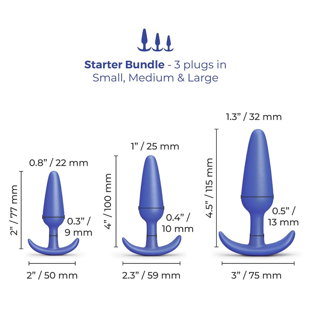 b-Vibe Butties Beginner Booty Bundle – Anal Training Set – Blue