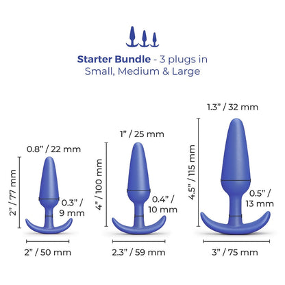 b-Vibe Butties Beginner Booty Bundle – Anal Training Set – Blue