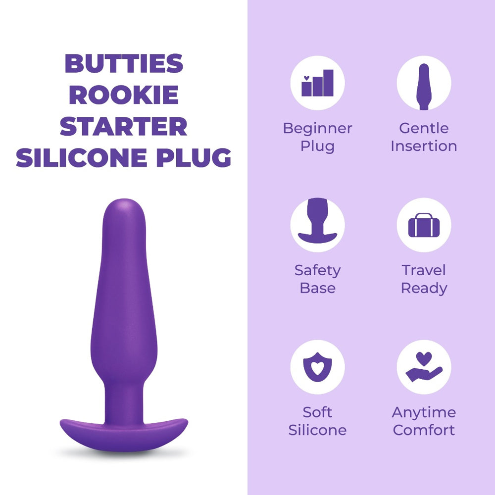 b-Vibe Rookie Silicone Anal Plug for Beginners – Purple