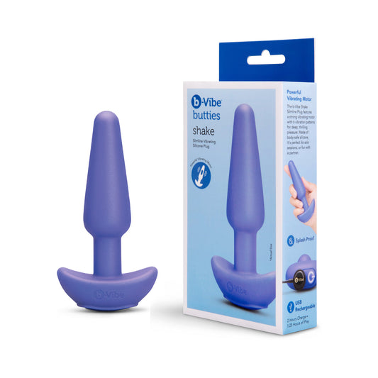 b-Vibe Butties Shake Slimline Vibrating Silicone Plug – Blue