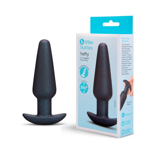 b-Vibe Hefty Weighted Silicone Plug – Black – Advanced Anal Play