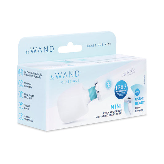Le Wand Classique Mini Rechargeable Wand Massager – White