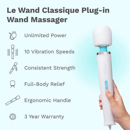 Le Wand Classique Plug-In Original Full-Body Vibrating Massager – White