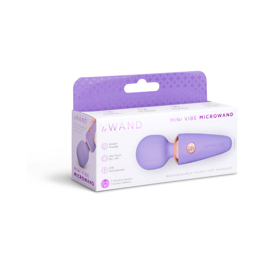 Le Wand Mini Vibe Micro Wand – Purple – Compact Massager with 3 Vibration Speeds and 7 Patterns