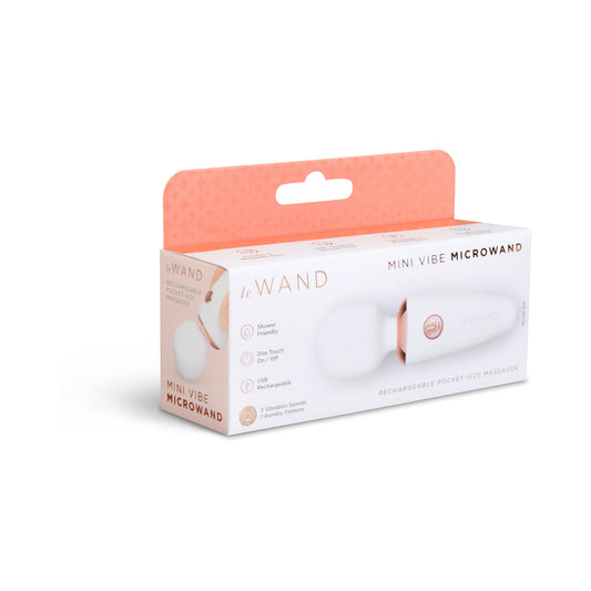 Le Wand Mini Micro Wand Massager – White – 3 Vibration Speeds, 7 Patterns