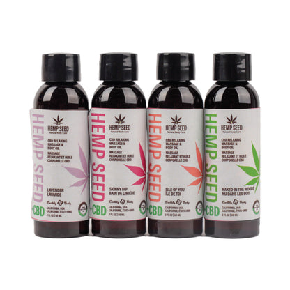 Earthly Body Hemp Seed CBD Relaxing Massage Oil Prepack – Assorted Scents