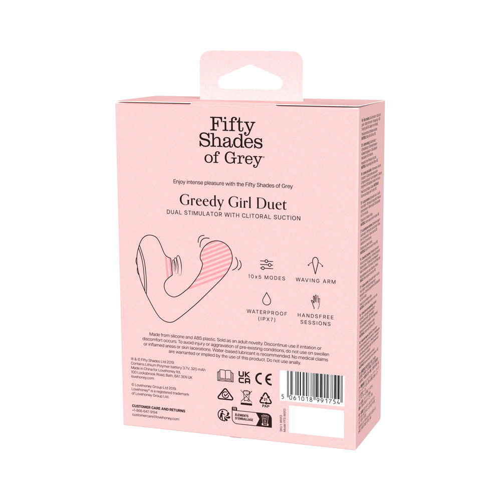 Fifty Shades of Grey Greedy Girl Duet Dual Stimulator with Pleasure Air Technology - Black