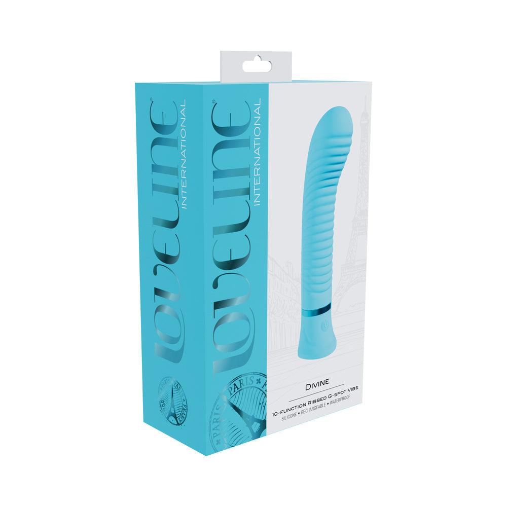 Loveline Divine Rechargeable Silicone Ribbed G-Spot Vibrator – Blue